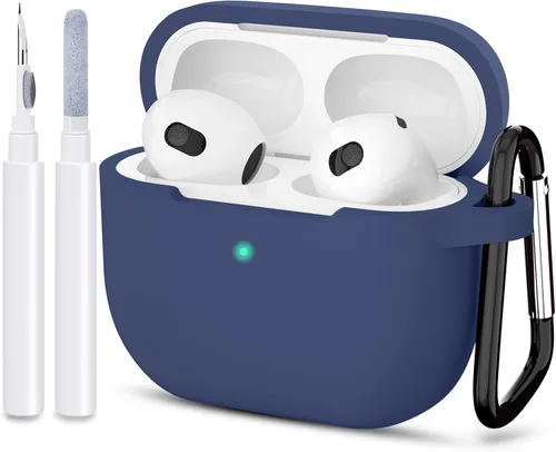 Miniatura 10 de Compatible con AirPods 3, funda protectora de silicona para AirPods de tercera generación 2021, carga inalámbrica, azul oscuro