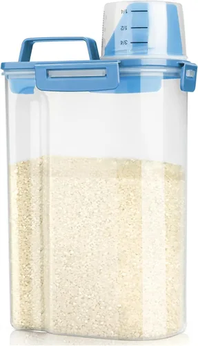 Miniatura 11 de Viretec Recipiente de almacenamiento de arroz, dispensador hermético de alimentos secos de 15 a 20 libras, recipiente de comida para mascotas