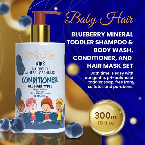Miniatura 2 de BABY HAIR - Acondicionador de cabello para niños con minerales de arándanos, acondicionador para el cabello sin sulfato, acondicionador