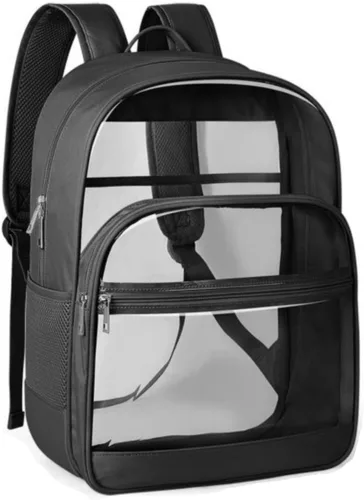 Miniatura 13 de KIMNERPU Mochila Transparente, Mochila de Libros Transparente de Servicio Pesado para la Escuela, Negro, Mediana, Moderno