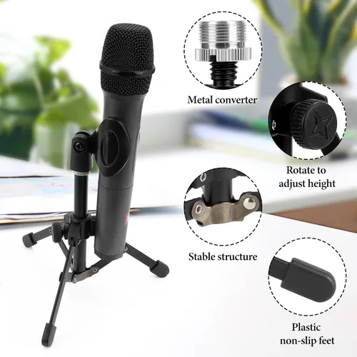 Miniatura 4 de Geekria for Creators Soporte de micrófono de trípode de mesa compatible con JBL Wireless Two, Sennheiser E835, E835-S, Audio-Technica ATM510