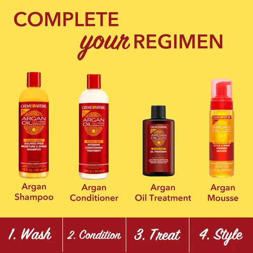 Miniatura 6 de Creme of Nature, Tratamiento de aceite de argán, ayuda a reparar el cabello seco dañado, evita la rotura, antiencrespamiento, 3 onzas líquidas