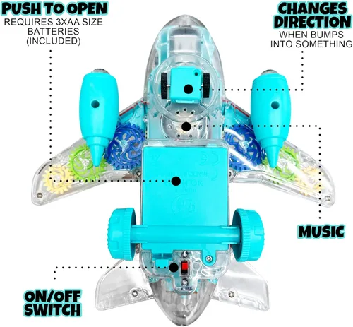 Miniatura 4 de ArtCreativity Juguete de avión transparente iluminado para niños pequeños de 1 a 3 años, divertido juguete de avión para niños de 3 a 5 años