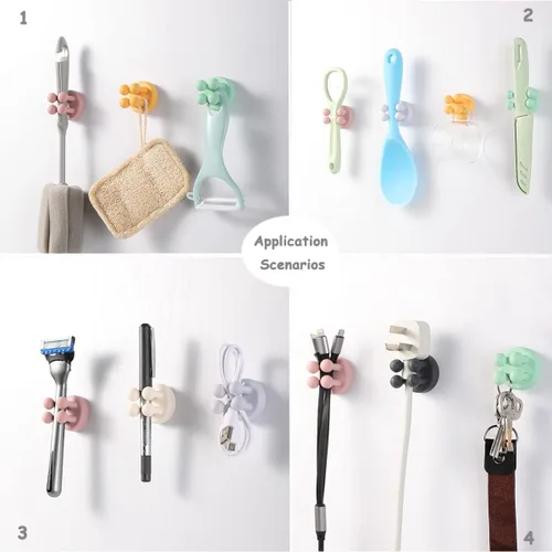 Miniatura 4 de 6 soportes de silicona impermeables para cepillos de dientes, ganchos autoadhesivos multifunción para colgar llaves, ropa, toalla, cable