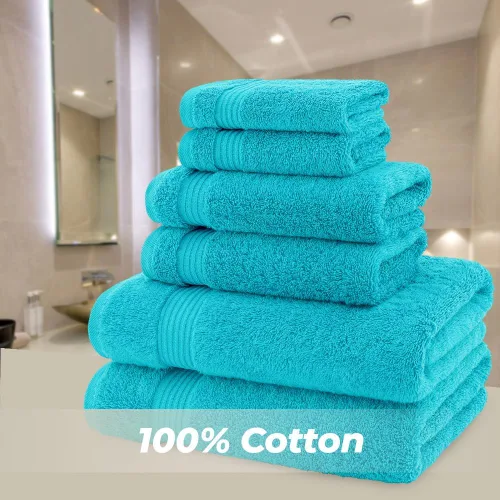 Miniatura 2 de American Bath Towels Juego de 6 toallas turcas de 100% algodón, ultra suaves, absorbentes, 2 toallas de baño, 2 toallas de mano, 2 toallas pequeñas