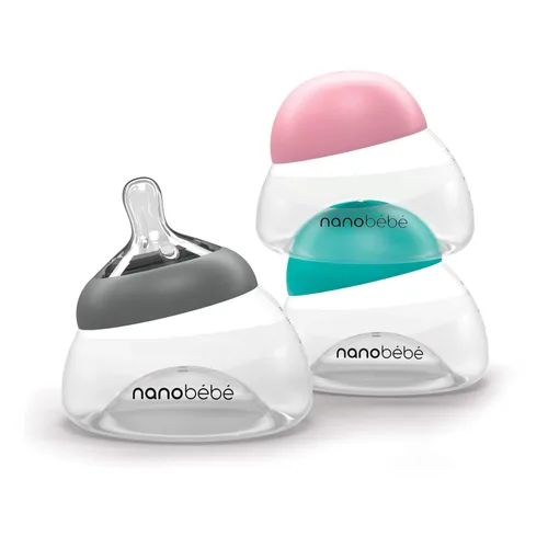 Miniatura 8 de Nanobebe - Botella de leche materna, lactancia materna para recién nacidos, anticólicos, cierre perfecto, conserva los nutrientes de la leche Gris