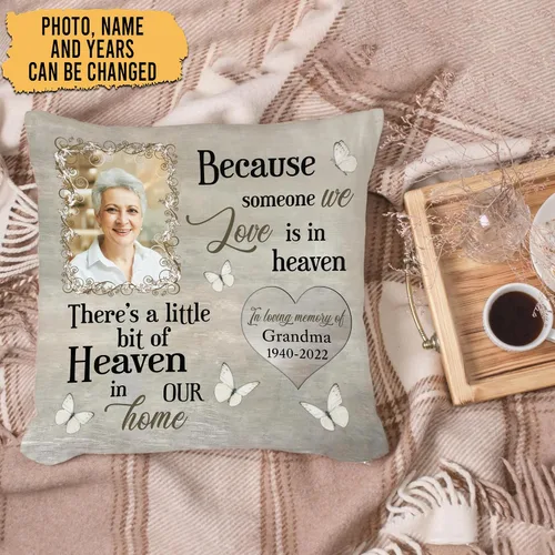Miniatura 2 de Hyturtle Almohada conmemorativa personalizada de condolencias con relleno, 12 x 12 pulgadas, doble cara impresa con nombre personalizado, sofá