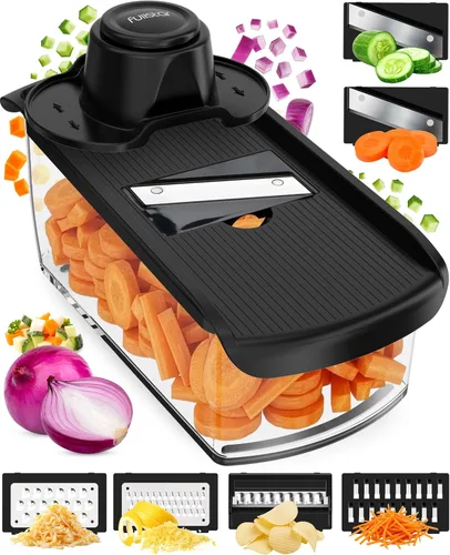 Fullstar Mandoline Slicer for Kitchen, Fruit Cutter, Cheese Grater, Cucumber Slicer, Veggie Spiralizer, Food Cutter & Kitchen Gadgets & Gifts with