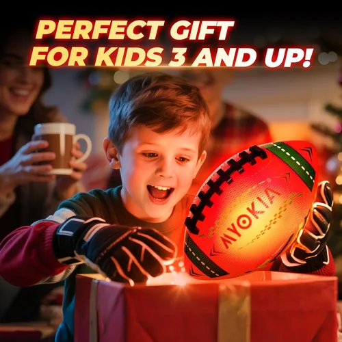 Miniatura 4 de Regalo de cumpleaños de fútbol americano con luz recargable RGB, fútbol americano que brilla en la oscuridad con bomba y cable USB, tricolor