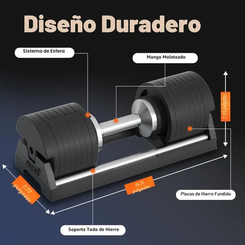 Miniatura 7 de SNODE AD80 Drop Proof 80 lbs Adjustable Dumbbell Set -Adjustable Weights with Cast Iron Plates and Cradle, Knurled Handle, Fast Adjust, Compact Home