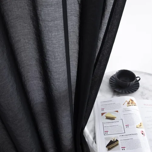 Miniatura 4 de XTMYI Cortinas negras de 48 pulgadas de largo para dormitorio, juego de 2 paneles, bolsillo para cortinero, cortinas de encaje transparentes