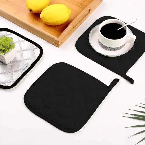 Miniatura 4 de meioro Paquete de 4 agarraderas para cocina resistentes al calor, almohadillas calientes 100% algodón, juego de soportes acolchados para ollas