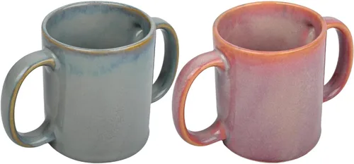 Miniatura 6 de HealthGoodsIn Juego de 2 tazas de doble asa (taza de doble agarre) para una sujeción segura, 11.83 onzas líquidas (color pastel)