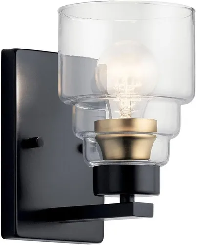 Kichler Vionnet - Aplique de pared con 1 luz de 8.5 pulgadas con cristal transparente, color negro