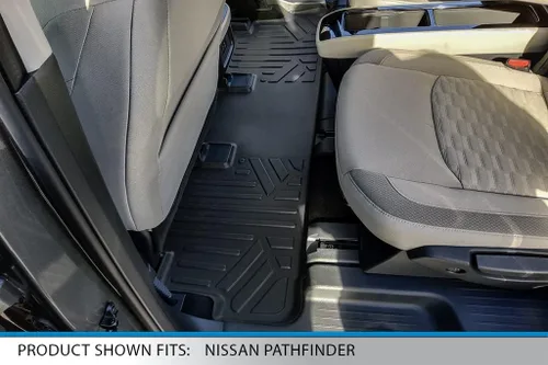Miniatura 4 de SMARTLINER Alfombrillas de suelo de ajuste personalizado, 3 filas y forro de carga detrás de la tercera fila, color negro, compatibles con Nissan