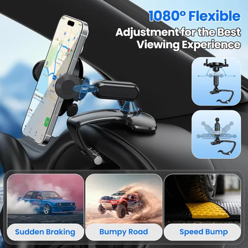Miniatura 3 de Soporte para teléfono de automóvil, soporte de teléfono para salpicadero, rotación de 360 grados, diseño de clip multifuncional, soporte universal