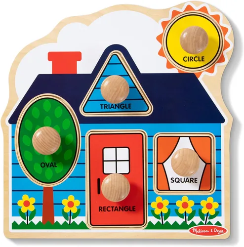 Melissa & Doug First Shapes - Rompecabezas de pomo jumbo con formas, rompecabezas de clavijas de madera para niños pequeños, juguete educativo para