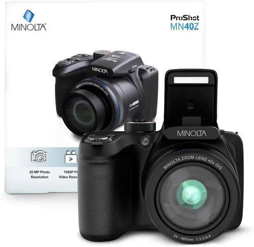 Miniatura 8 de Minolta Cámara digital MN40Z de 20 MP - Zoom óptico de 40x, video FHD de 1080p, LCD de 3.0", Wi-Fi, detección de cara/sonrisa/parpadeo, color negro