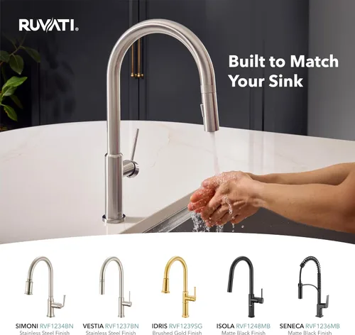 Miniatura 8 de Ruvati RVH8300 Fregadero de cocina de acero inoxidable de calibre 16 individual, instalación por debajo de la encimera y guías para estación