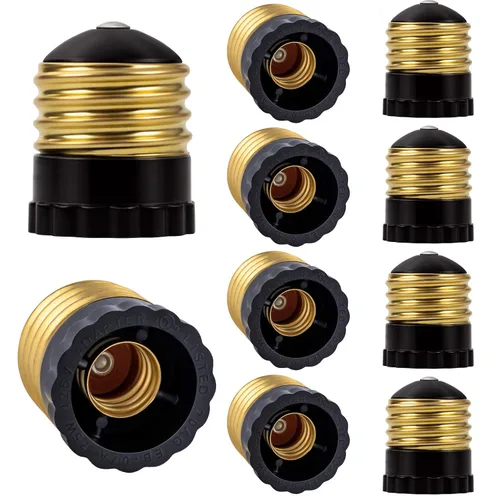 Miniatura 9 de DiCUNO Adaptador de enchufe E26 a E12 con certificación UL, negro, estándar (mediano) base E26 a candelabro E12 convertidor de enchufe de luz