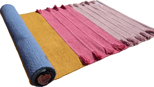Miniatura 10 de Jaipur art & Rugs Estera de yoga de algodón - Alfombra tejida a mano ecológica - Antideslizante y gruesa (61x183x5mm) para fitness diario en casa