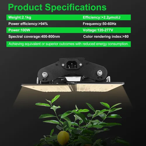 Miniatura 3 de La luz LED de cultivo de plantas de 100 W cumple con los requisitos de crecimiento de las plantas, diseño ajustable multiángulo, colgante adecuado