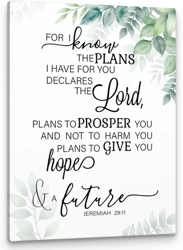 Miniatura 17 de PHAMTE Jeremías 29 11 - Arte de pared de Jeremías cristiano 29:11 For I Know The Plans I Have For You, arte de pared, versículo bíblico con texto