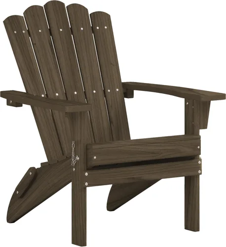 Silla Adirondack Plegable de HDPE, Silla de Patio Resistente a la Intemperie con Reposabrazos Anchos y Respaldo Alto, Silla para Hoguera para Marrón