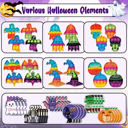 Miniatura 4 de AMUHUA Recuerdos de fiesta de Halloween para niños - 24 piezas de mini juguetes de Halloween, llaveros de presión, juguetes para jugar