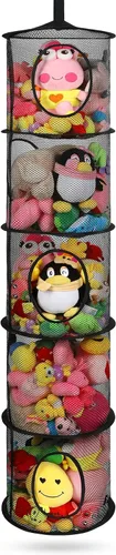 Miniatura 21 de Almacenamiento Colgante para Juguetes de Peluche, Organizador de Almacenamiento de Peluches Plegable para Rincón con 4 Compartimentos, Organizador