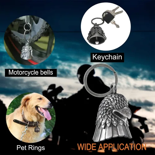 Miniatura 3 de 【Paquete de 2】 Campanas de motocicleta para motociclista Guardián de montar campanas con colgador, accesorio de motocicleta o llavero para buena