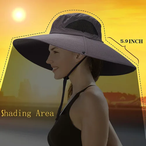 Miniatura 4 de Leotruny - Sombrero de sol de ala superancha para mujer UPF50+ impermeable para pesca, senderismo, camping