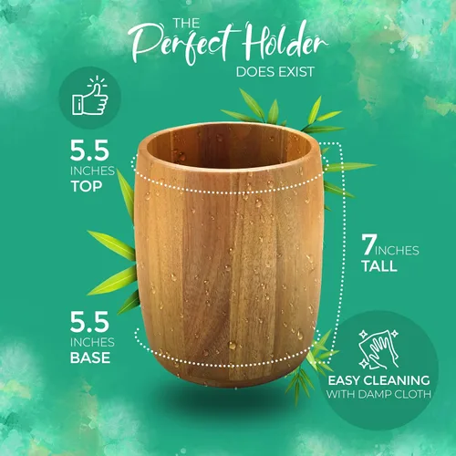 Miniatura 3 de Soporte para utensilios de cocina de bambú 7 "x 5 1/2" (Acacia ovalada grande)