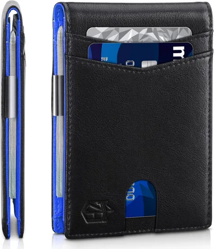 Miniatura 61 de Zitahli - Billetera delgada con 12 ranuras para tarjetas, ventana de identificación con clip para dinero, bolsillo frontal RFID plegable, pequeña