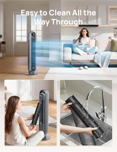 Miniatura 6 de Dreo Ventilador de torre para dormitorio, ventilador de suelo silencioso de velocidad de 25 pies/s, ventiladores oscilantes de 90° para interiores