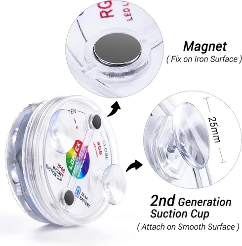 Miniatura 5 de LOFTEK Luces LED sumergibles con control remoto, 13 luces LED de piscina para piscinas enterradas y sobre el suelo con imanes y ventosas, 16 luces