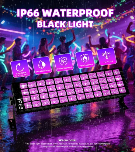 Miniatura 3 de Luz negra de 120 W, luz negra IP66 con enchufe+interruptor+cable de 6 pies, luz negra impermeable con 100 LED, luz negra para fiesta brillante