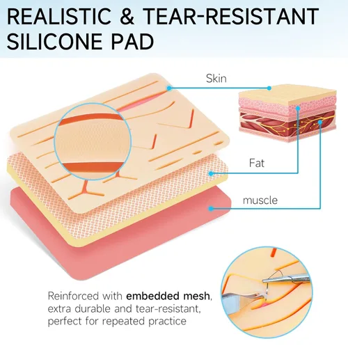 Miniatura 2 de Kit de práctica de sutura para estudiantes de medicina - Kit de sutura con heridas precortadas, hilos y herramientas de sutura, kit de entrenamiento
