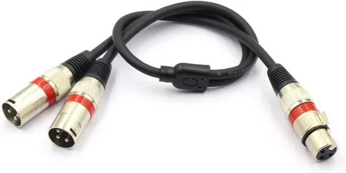 Miniatura 8 de Cable divisor XLR hembra a macho dual de 3 pines y cable de parche en Y para micrófono, adaptador de audio equilibrado (50CM)