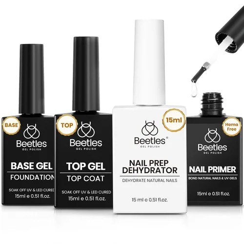 Miniatura 12 de Beetles Esmalte de uñas en gel - Capa base de gel, 15ml, Esmalte de uñas en gel prebondado de larga duración, capa base con lámpara de uñas UV, Capa