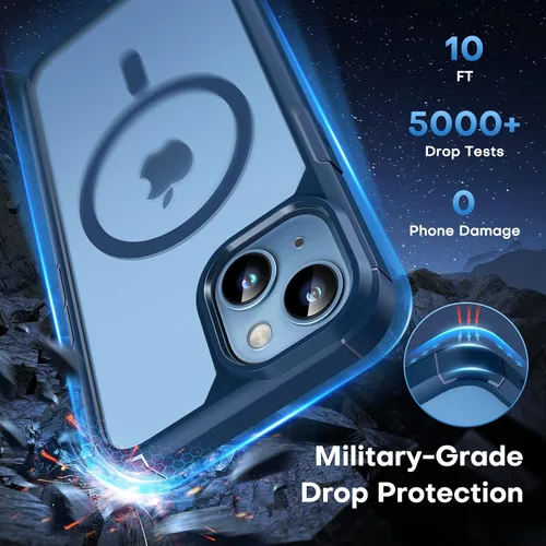 Miniatura 5 de TAURI Funda magnética 5 en 1 diseñada para iPhone 13 para iPhone 14, [compatible con MagSafe] con 2 protectores de pantalla + 2 protectores de lente