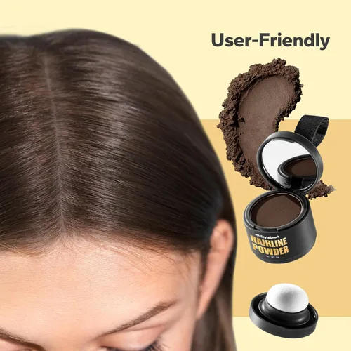 Miniatura 5 de Polvo de línea capilar – a prueba de manchas para cabello fino, color a prueba de sudor para mujeres y hombres (marrón oscuro)