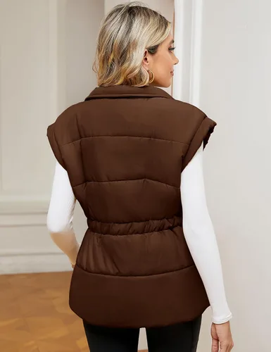 Miniatura 6 de Rapbin Chaleco acolchado para mujer, con cremallera, cuello alto, sin mangas, acolchado, con bolsillos, tallas S-XXL