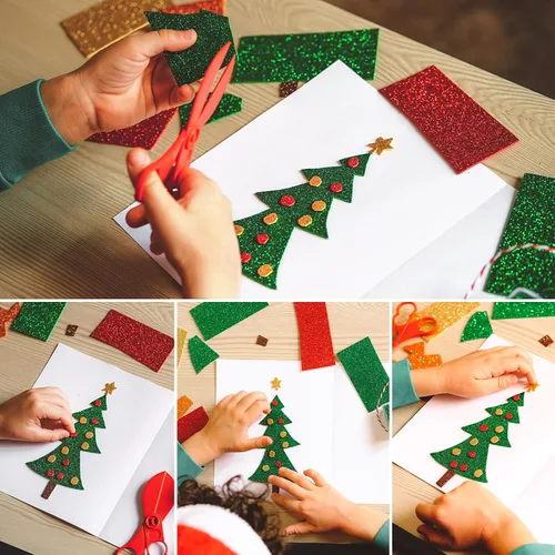Miniatura 2 de 10 hojas de papel con purpurina para Halloween, Navidad, decoración del día del padre de los niños, decoración de mesa, papel de cartulina A4, papel