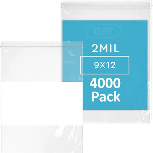 Miniatura 23 de GPI Caja de 1000 bolsas de plástico transparente recerrable con cremallera de 3" x 4" - A granel de 2 mil de grosor, bolsitas de poli fuertes
