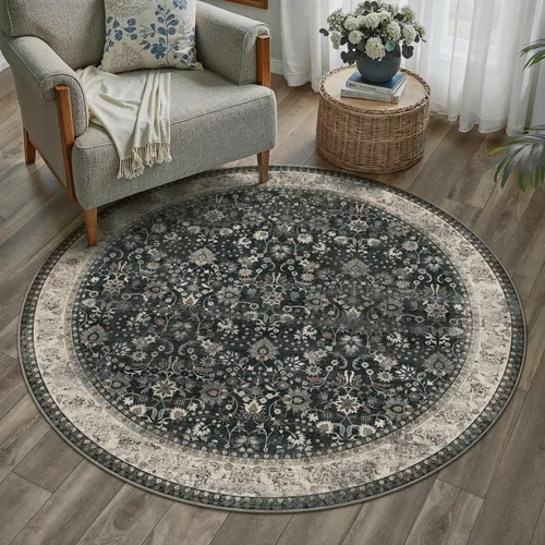 Miniatura 21 de HUGEAR 8x10 Alfombras lavables a máquina color marrón para pasillo, alfombra grande de área interior, alfombra de acento floral, alfombra de pelo