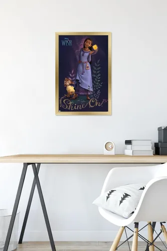 Miniatura 6 de Trends International Disney Wish - Póster de pared Asha, 14.72 x 22.37 pulgadas, versión con marco dorado