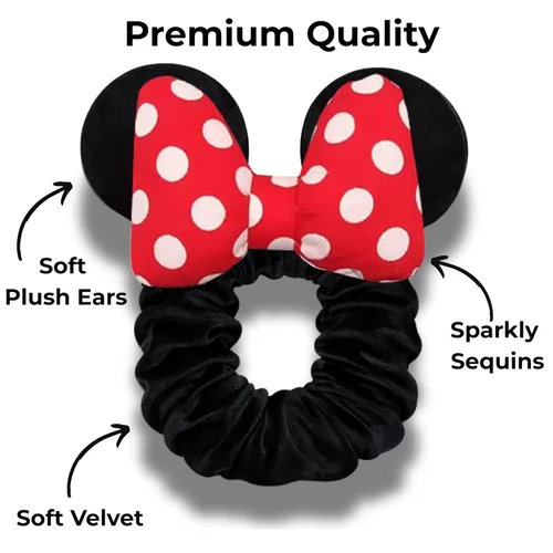Miniatura 3 de Styla Hair - Paquete de 2 coleteros para orejas de ratón, con lazo de terciopelo con orejas de lentejuelas, bonitos accesorios para el cabello