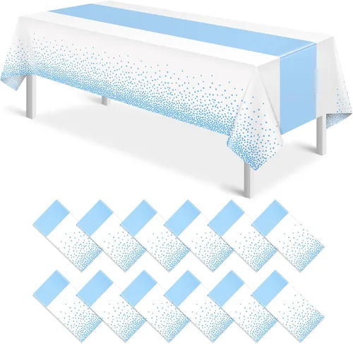 Miniatura 21 de MASHAN 1 mantel negro y azul para decoración de fiesta, mantel de plástico negro impreso azul, funda rectangular desechable para cumpleaños, boda