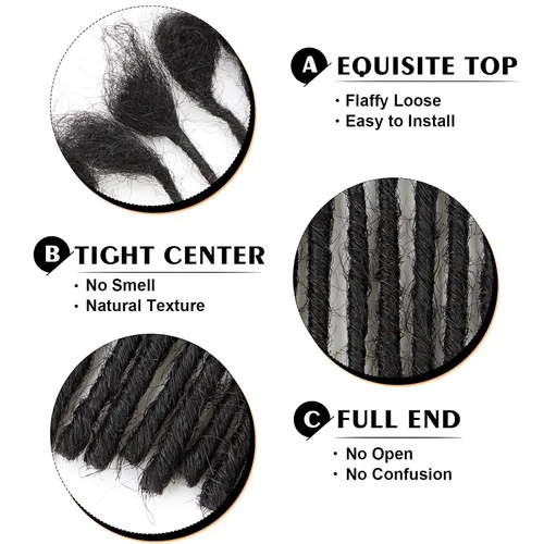 Miniatura 3 de Extensiones de rastas de cabello humano Cypsin de 6 pulgadas, 60 hebras, 0.2 cm de ancho, 100% cabello humano, extensiones de rastas permanentes